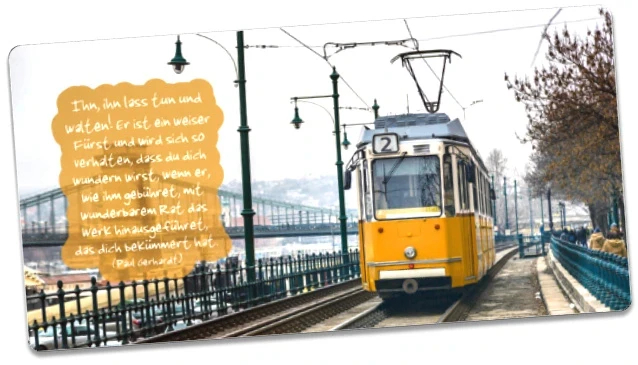 Postkarte lang - Straßenbahn in Budapest - Maxicard