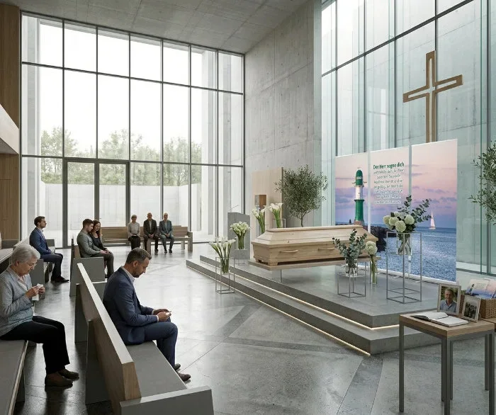 Trauerhalle mit Roll-Up-Set 