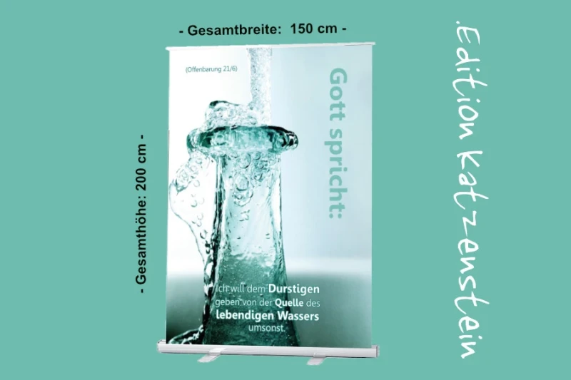 Roll-Up-Display 150 cm - Wasserflasche- 150 x 200 cm