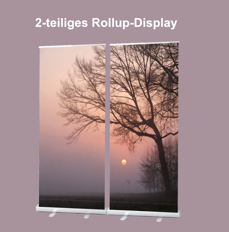 Bestatterbedarf: Roll-Up Display 2er-Set - "Bäume vor Sonnenuntergang"
