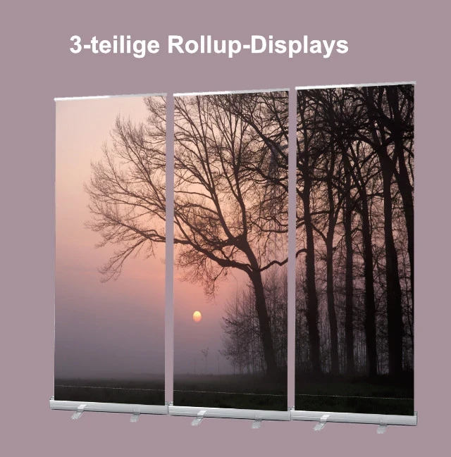 Bestatterbedarf: Roll-Up Display 1er-Set - "Bäume vor Sonnenuntergang"