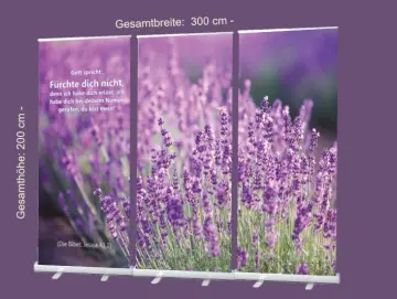Bestatterbedarf Roll-Up Display 3er-Set - Lavendelblüten