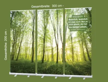 Bestatterbedarf: Roll-Up Display 3er-Set -Frühlingswald