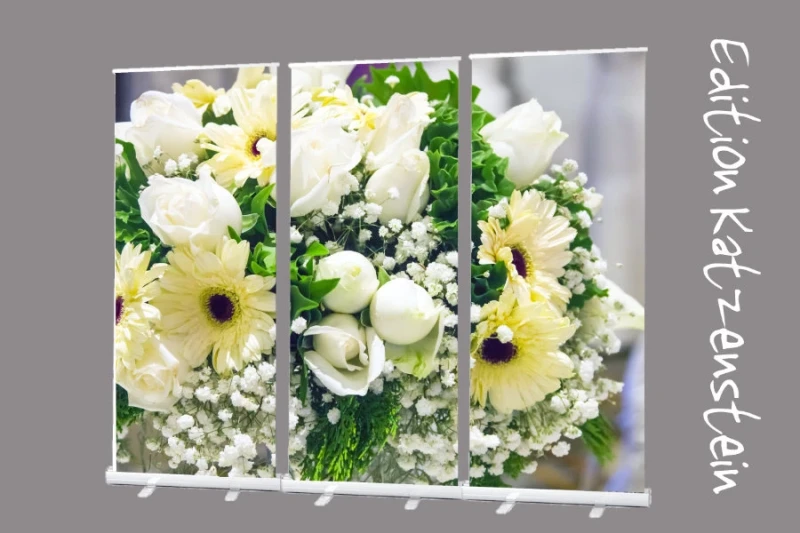 Roll-Up Display 3er-Set „Blumenstrauß in Pastelltönen"