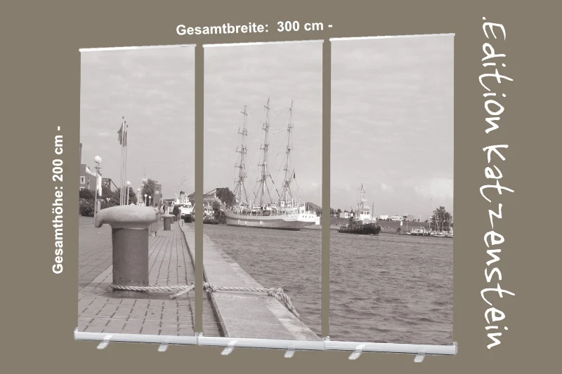 Roll-Up Display 3er-Set "Großsegler verlässt den Hafen“