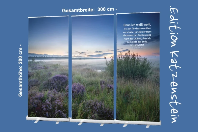 Bestatterbedarf, Roll-Up Display "Morgendämmerung in der Heide"