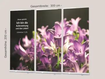 Roll-Up Display f. Bestattung, Trauerfeier -Ballonblumen