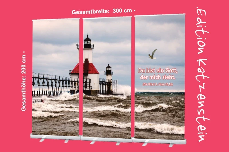 Roll-Up Display "Leuchttürme in stürmischer Brandung" - Kirche