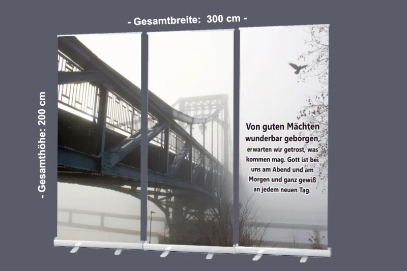 Bestatterbedarf - Roll-Up Display "KW-Brücke geheimnisvoll im Nebel"