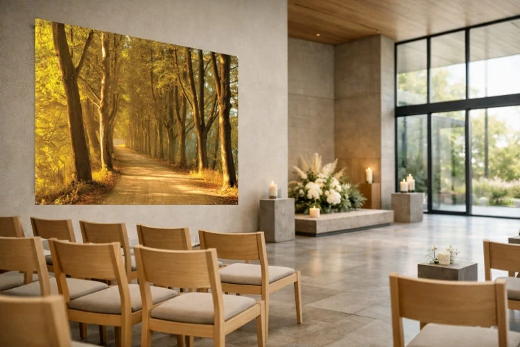 Wandbanner-Trauerhalle: Baumallee