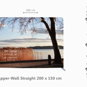 Zipper-Wall (200×150 cm) mit ruhiger Abendstimmung am Plattensee und Bibelvers – christliche Dekoration für Trauerfeiern und Bestatterbedarf