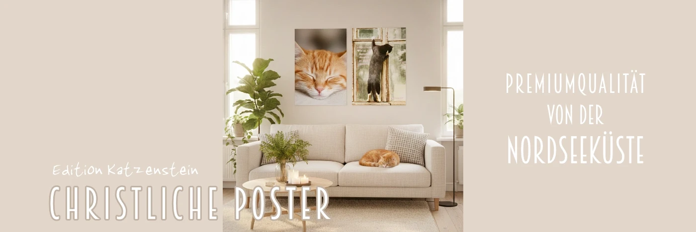Christliche Poster in einem Wohnzimmer &uuml;ber Sofa