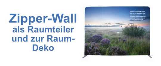Zipper-Wall um eine Trauerhalle zu dekorieren
