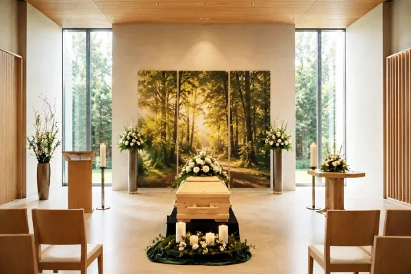 Zwei Roll-Up Displays mit Meerblick und stiller Lichtstimmung &ndash; dekorative Aufsteller f&uuml;r Abschiedsr&auml;ume.