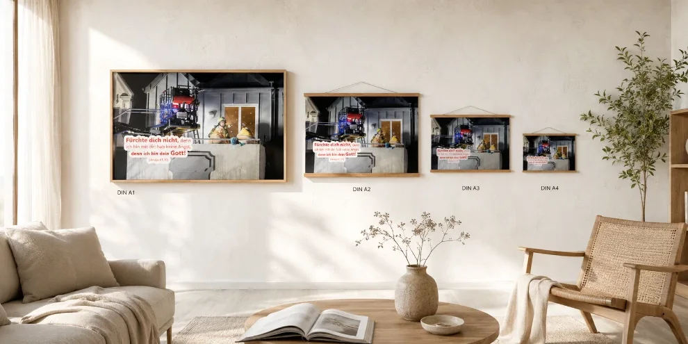 Hochwertige Poster zur Jahreslosung 2027 mit dem Bibelvers aus Jesaja 41,10. Die Motive veranschaulichen Gottes Zusage von N&auml;he, Trost und Begleitung in den Herausforderungen des Lebens. Erh&auml;ltlich in den Formaten DIN A1 bis DIN A4 f&uuml;r Gemeinden, Schauk&auml;sten, B&uuml;ros und Zuhause.